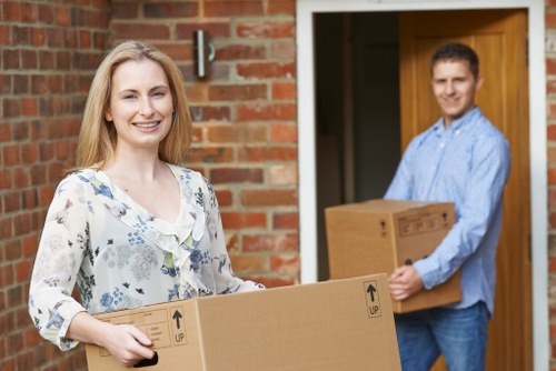 Student removals in Farringdon with packed boxes ready for transport