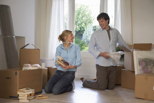Packed moving boxes ready for house removals in Farringdon